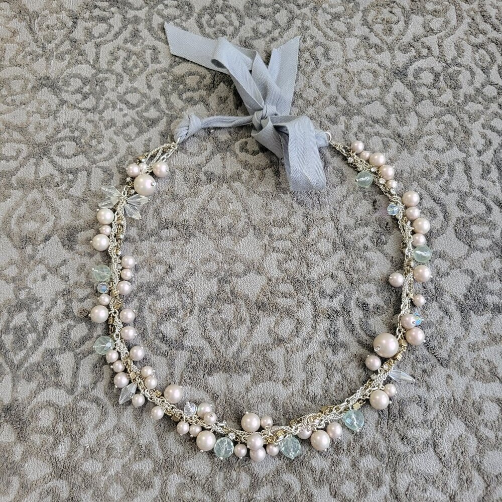 Carolee Beaded Necklace With Irridescent, Pearl And Rhinestone Beads